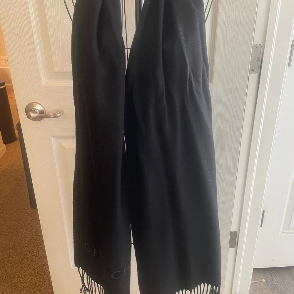 Givenchy Logo Fringe Wool Scarf